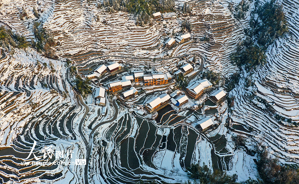 雪后初霁梯田如画