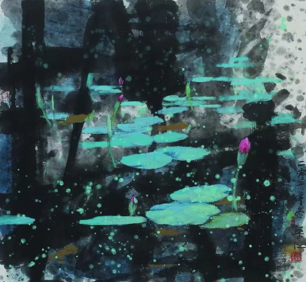 《半池烟雨》 97×90cm 2022年