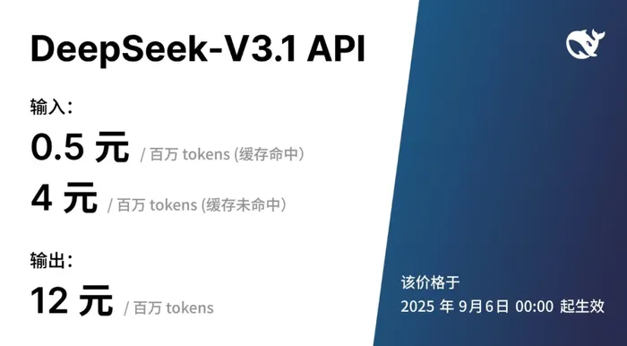 DeepSeek-V3.1 API调用价格